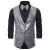 Men's Sequin Vest Shiny Suit Vest V-neck Party Dress