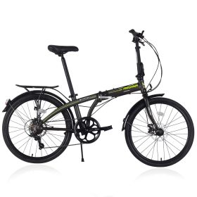 24" Folding City Bike Aluminum Frame 7 Speed Folding Bike (Color: as Pic)
