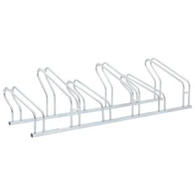 Bicycle Stand for 6 Bikes Floor Freestanding Galvanized Steel (Color: Silver)