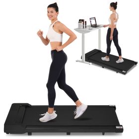 Walking Pad Under Desk Treadmill for Home Office -2.5HP Walking Treadmill 0.6-4MPH 300LBS Capacity Treadmill for Walking Running Remote Control Batter (Color: Black, Material: Metal)