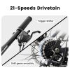A2460 Mountain Bike 24 Inch Wheels, 21-Speed Full Suspension Mens Womens Trail Commuter City Mountain Bike